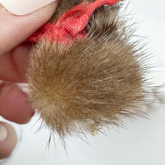 Vintage Scary Real Fur Animal Rabbit Brooch Pin Red Eyes Creepy Weird - Picture 6 of 8